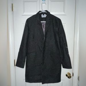 Topman Overcoat Coat Jacket Wool Blend Textured Gray Sz XS